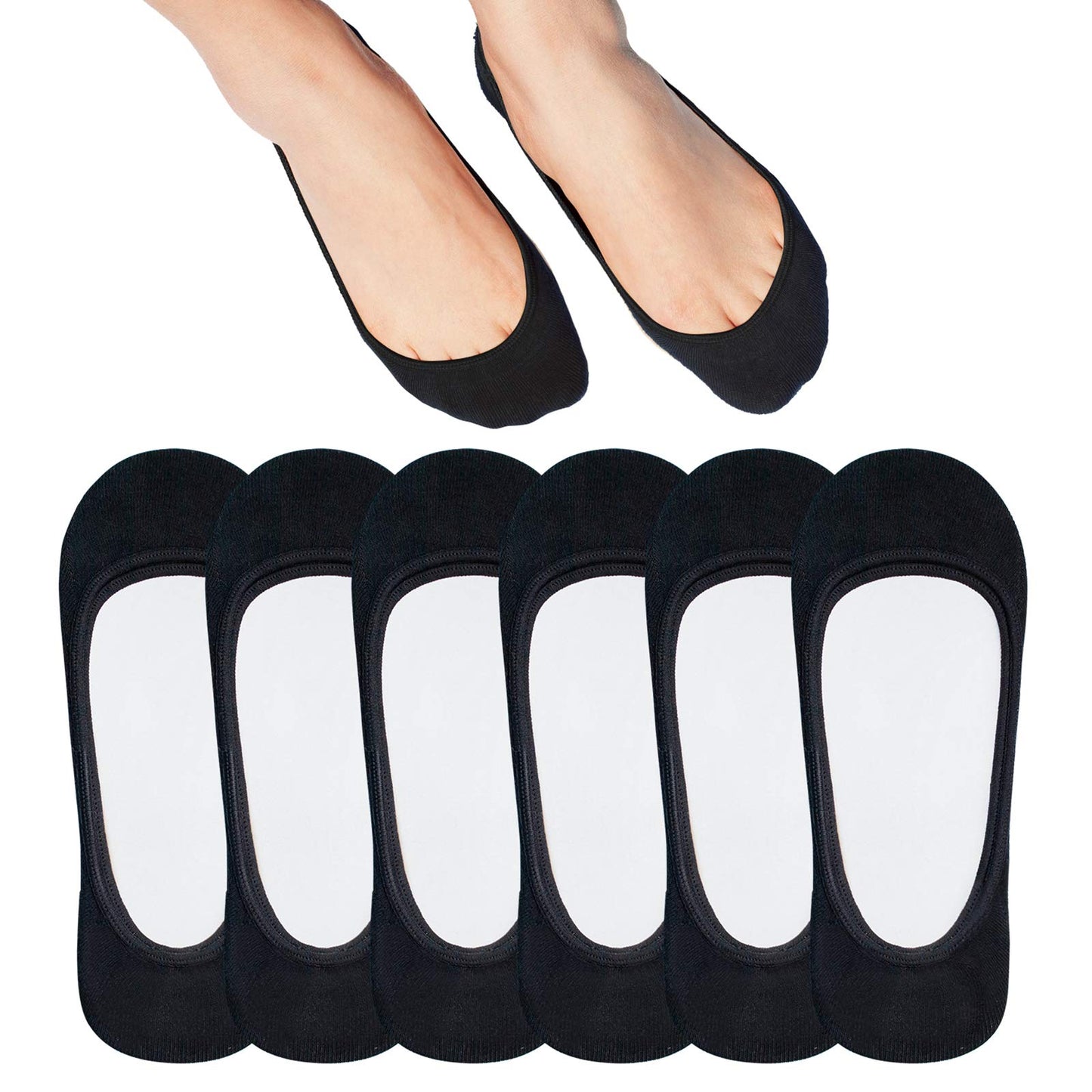SIXDAYSOX No Show Socks Women for Flats 4 to 8 Pack Non Slip Invisible Ultra Low Cut Socks Shoe Size 5-8/9-11