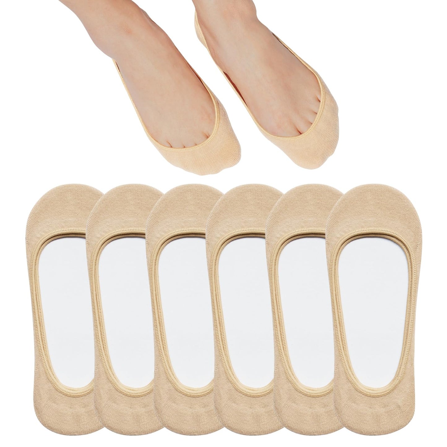SIXDAYSOX No Show Socks Women for Flats 4 to 8 Pack Non Slip Invisible Ultra Low Cut Socks Shoe Size 5-8/9-11