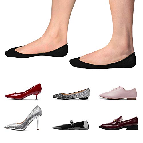 SIXDAYSOX No Show Socks Women for Flats 4 to 8 Pack Non Slip Invisible Ultra Low Cut Socks Shoe Size 5-8/9-11