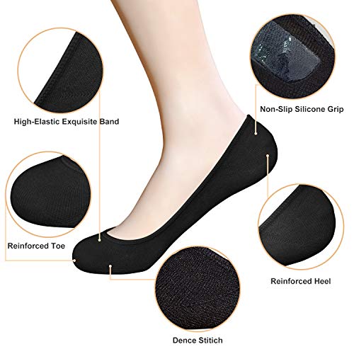 SIXDAYSOX No Show Socks Women for Flats 4 to 8 Pack Non Slip Invisible Ultra Low Cut Socks Shoe Size 5-8/9-11