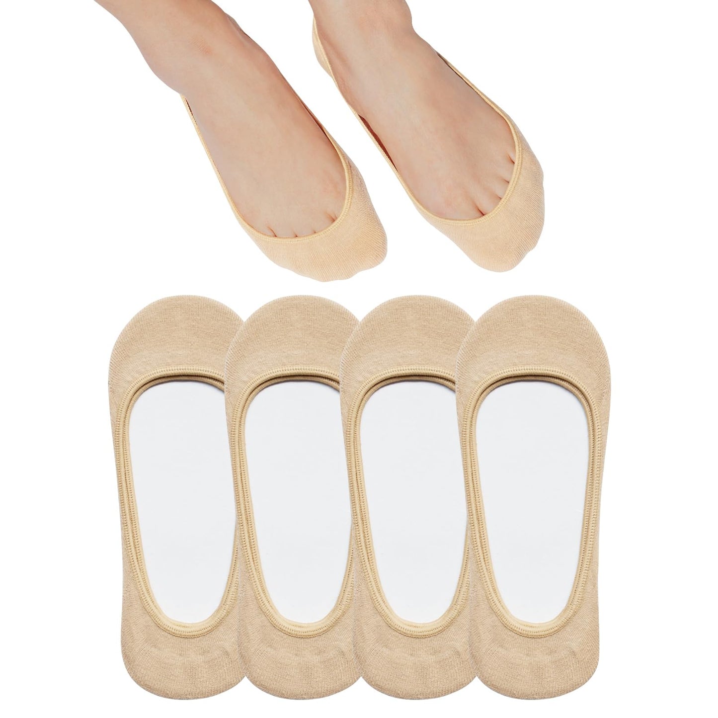 SIXDAYSOX No Show Socks Women for Flats 4 to 8 Pack Non Slip Invisible Ultra Low Cut Socks Shoe Size 5-8/9-11