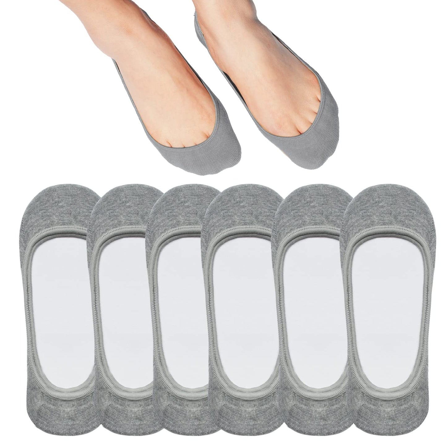 SIXDAYSOX No Show Socks Women for Flats 4 to 8 Pack Non Slip Invisible Ultra Low Cut Socks Shoe Size 5-8/9-11